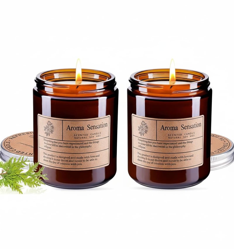 VERVENIX Pack of 2 Aroma Sensation Scented Candle – Delicate Aroma | Natural Soy Wax & Essential Oils | Long-Lasting Candle for Relaxation, Meditation & Home Decor - Image 1