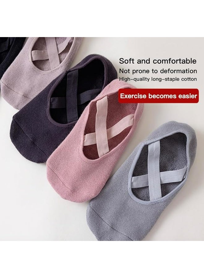 5 أزواج من جوارب اليوغا للنساء غير قابلة للانزلاق، مثالية للبيلاتيس والباليه والباليه والرقص والتمارين الرياضية حافية القدمين - Image 5