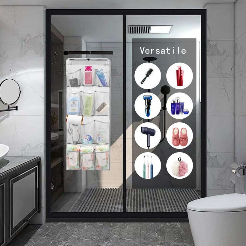 ANZORG Mesh Shower Organizer Hanging Caddy Quick Dry Bathroom Storage for Toiletry Accessories with Rotating Hanger (12 Pockets) - Image 2
