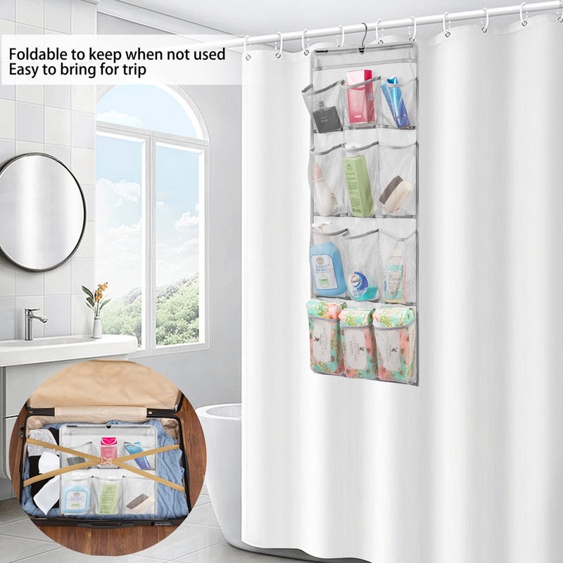 ANZORG Mesh Shower Organizer Hanging Caddy Quick Dry Bathroom Storage for Toiletry Accessories with Rotating Hanger (12 Pockets) - Image 4