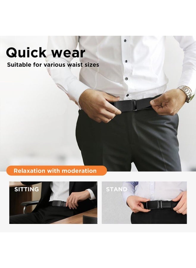 [Can be trimmed]  Mens Belt Leather Ratchet Easy Release Belt For Men Designer Belt Dress and Casual with Adjustable Buckle for Men's Wear Gift Outdoorfun Textured for Birthday Gift/ accessories men/business belt no hole - Image 1
