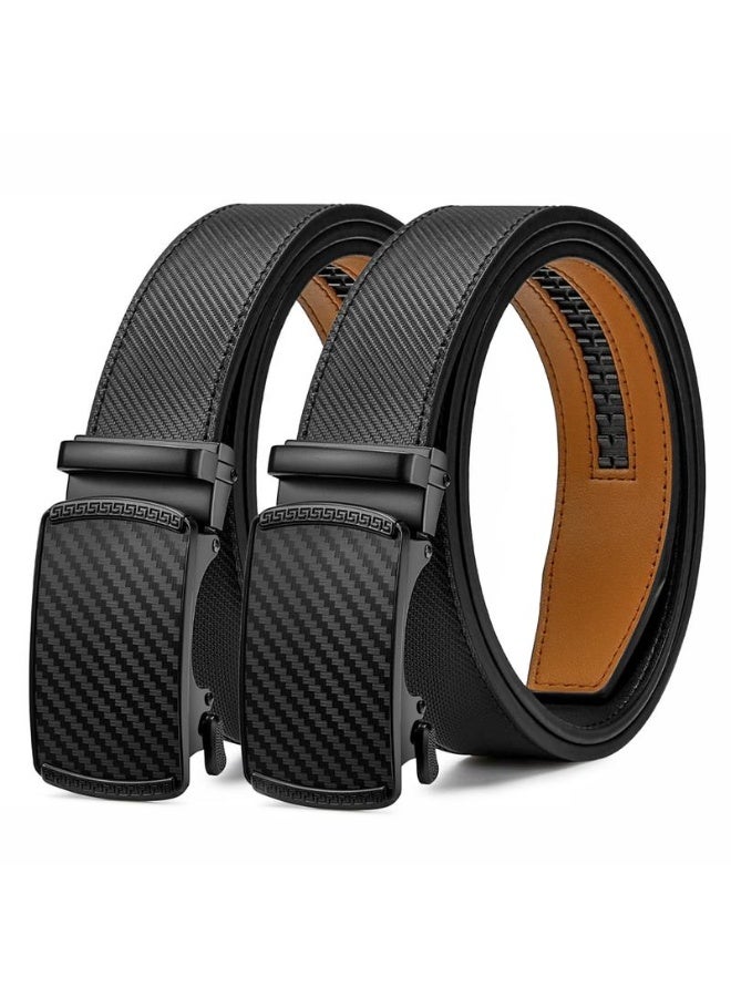 [Can be trimmed]  Mens Belt Leather Ratchet Easy Release Belt For Men Designer Belt Dress and Casual with Adjustable Buckle for Men's Wear Gift Outdoorfun Textured for Birthday Gift/ accessories men/business belt no hole - Image 5