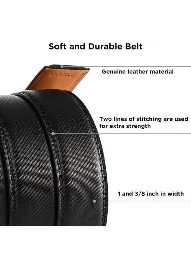 [Can be trimmed]  Mens Belt Leather Ratchet Easy Release Belt For Men Designer Belt Dress and Casual with Adjustable Buckle for Men's Wear Gift Outdoorfun Textured for Birthday Gift/ accessories men/business belt no hole - Image 2