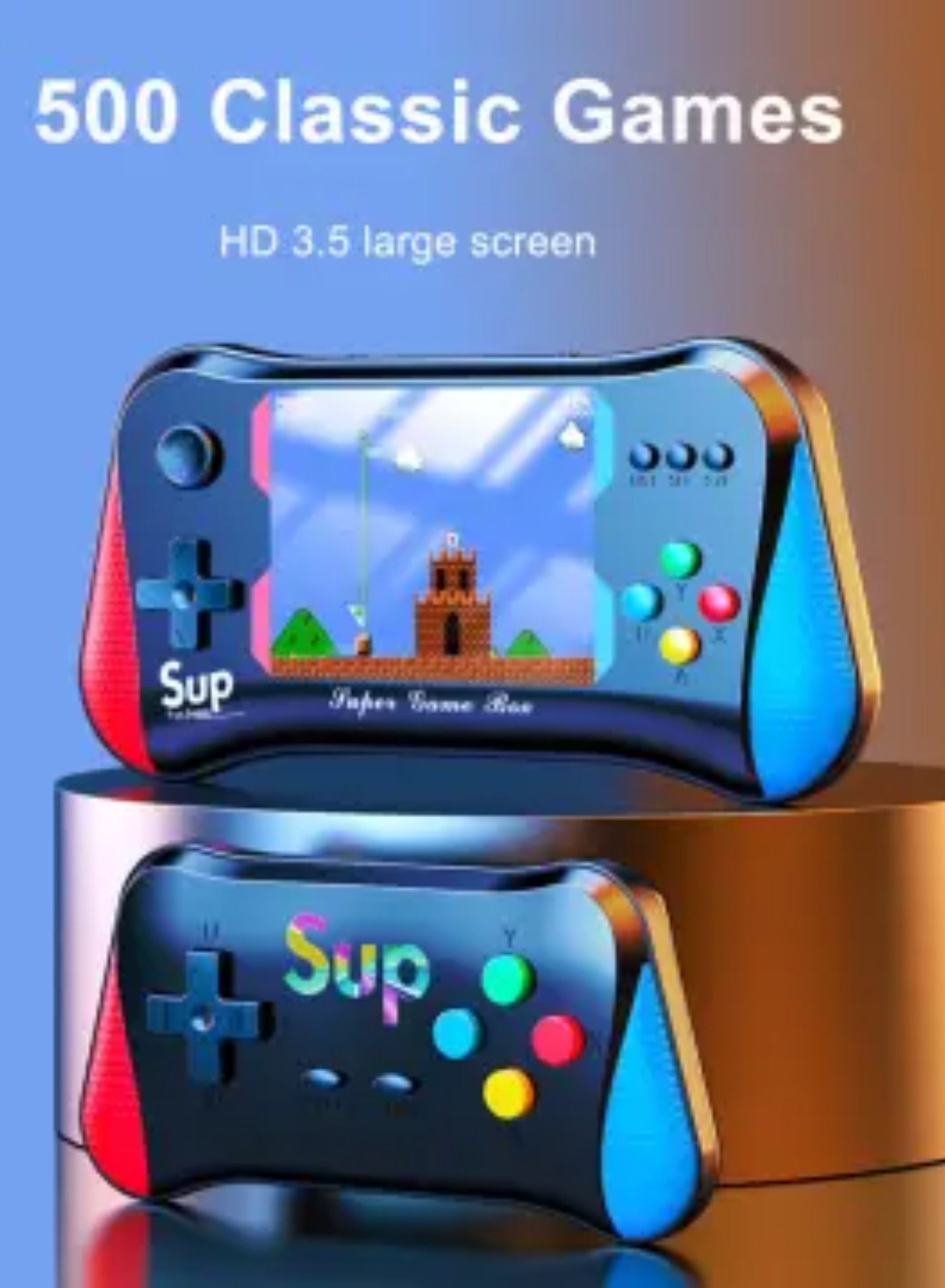 NORMELLE X7M Retro Handheld Game Console, 3.5-Inch HD Screen, 500 Built-In Classic Games, Rechargeable Battery, TV Output Support, 2-Player Gaming, Portable Retro Video Game Player for Kids & Adults