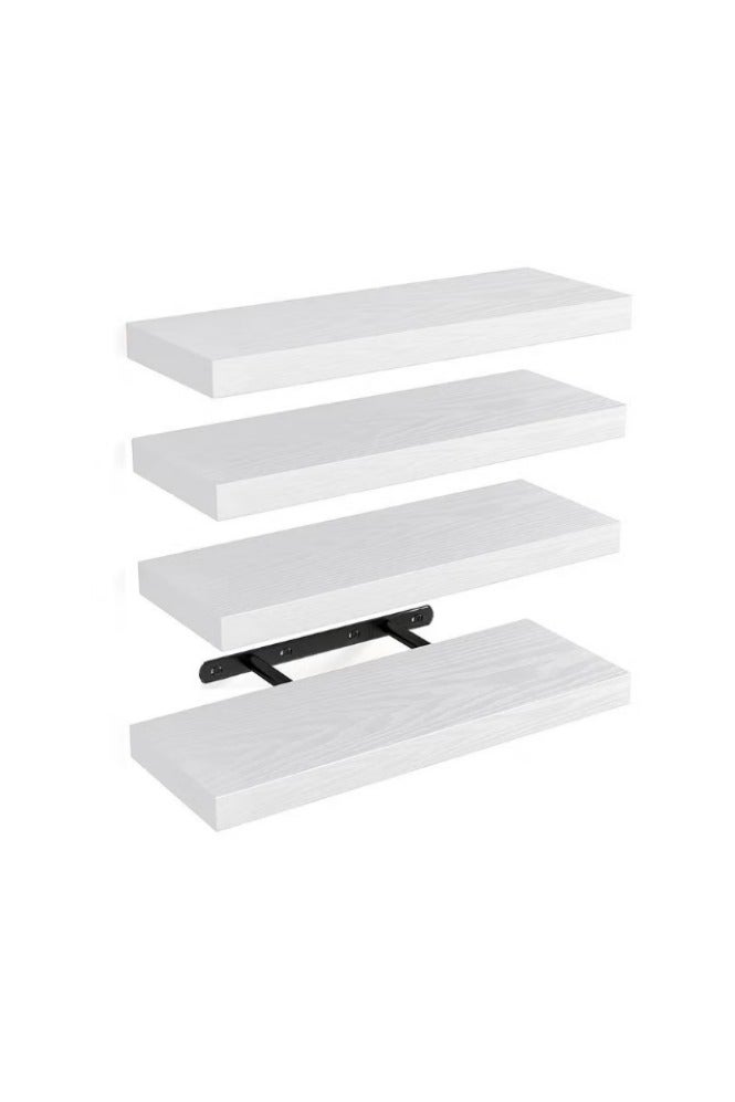 4Pcs Wall Mounted Shelves, Rustic Black Floating Wall Shelves, Large & Deep Sturdy Wall Storage Rack for Bedroom, Bathroom, Laundry, Kitchen, Living Room & Closet Decor - Image 1