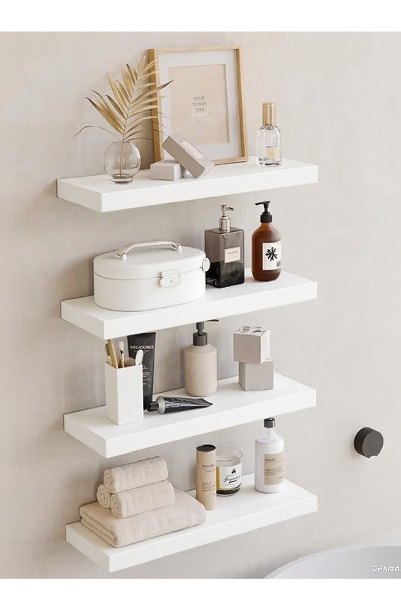 4Pcs Wall Mounted Shelves, Rustic Black Floating Wall Shelves, Large & Deep Sturdy Wall Storage Rack for Bedroom, Bathroom, Laundry, Kitchen, Living Room & Closet Decor - Image 3