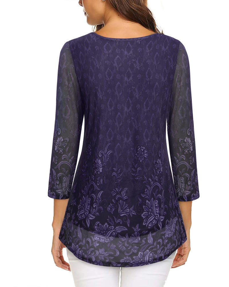 VALOLIA Tops for Women Work Casual Fall, VALOLIAWomens Blouses for Work Professional Clothes for Women Plus Cocktail Tops Casual Loose Fit and Flare Top A Line Swing Tunic Shirts for Girls Deep Violet M - Image 2