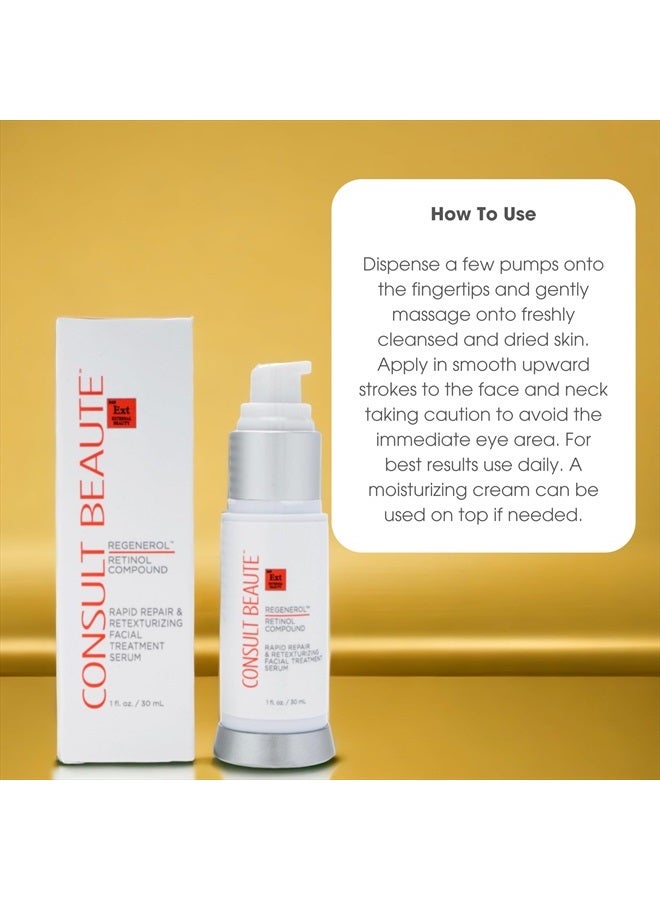 Consult Beaute Regenerol Retinol Compound Serum for Face - Rapid Repair & Retexturizing Skin Treatment for Lines and Wrinkles - Hydrating Hyaluronic Acid - AHA -1 Fl. Oz. - Image 5