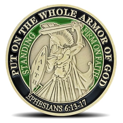 Woerda Full Armor of God Christian Challenge Coin Ephesians 61317 Inspirational Gift for Faith - Image 1