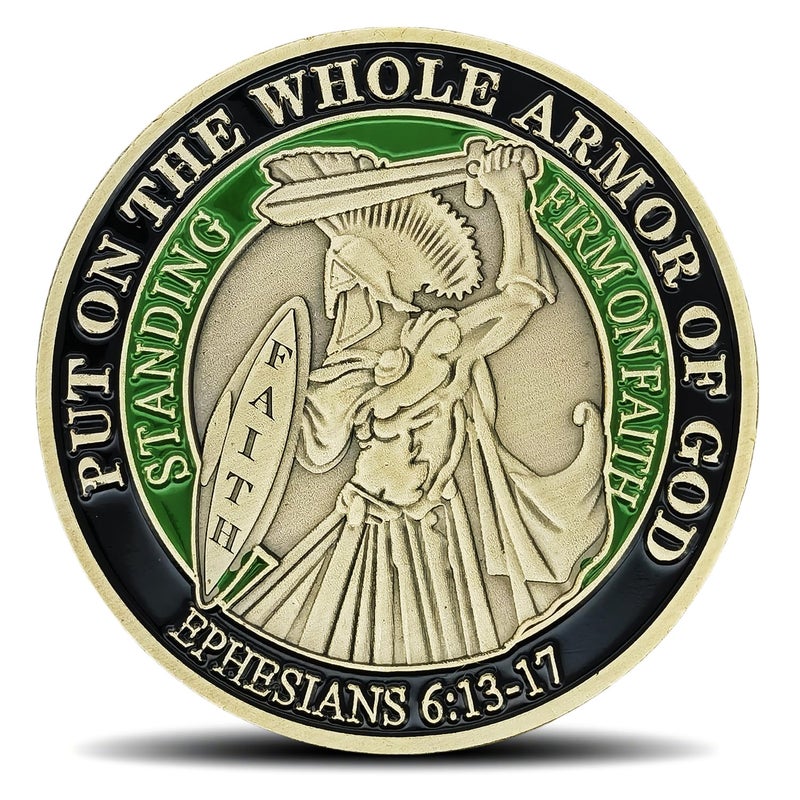 Woerda Full Armor of God Christian Challenge Coin Ephesians 61317 Inspirational Gift for Faith - Image 3