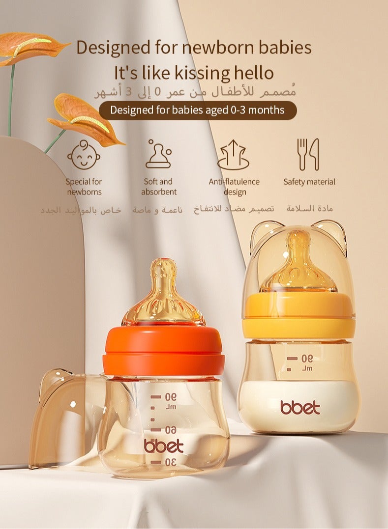 bbet Feeding Bottle ,90 ML Feeder Bottle for  0-3 Months Baby ，Baby Milk Bottle for Newborn Baby,  Milk Feeding Bottle with Wide Mouth Baby PPSU  Feeding Bottle Resistant to Falling and Anti Flatulence - Image 2