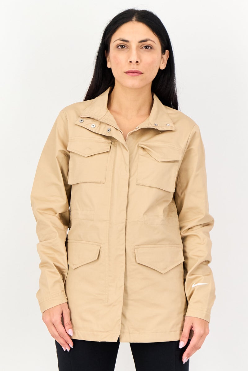 Nike Women Sportswear Fit Long Sleeve Outdoor Jacket, Beige - Image 1