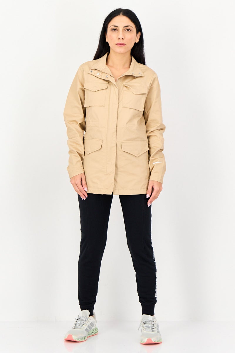 Nike Women Sportswear Fit Long Sleeve Outdoor Jacket, Beige - Image 2