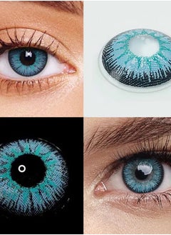 Unibling Vika Blue Yearly Colored Contact Lenses, Unisex Cosmetic Contact Lenses, Enlargement Collection, Light Blue, With Case  - Image 5