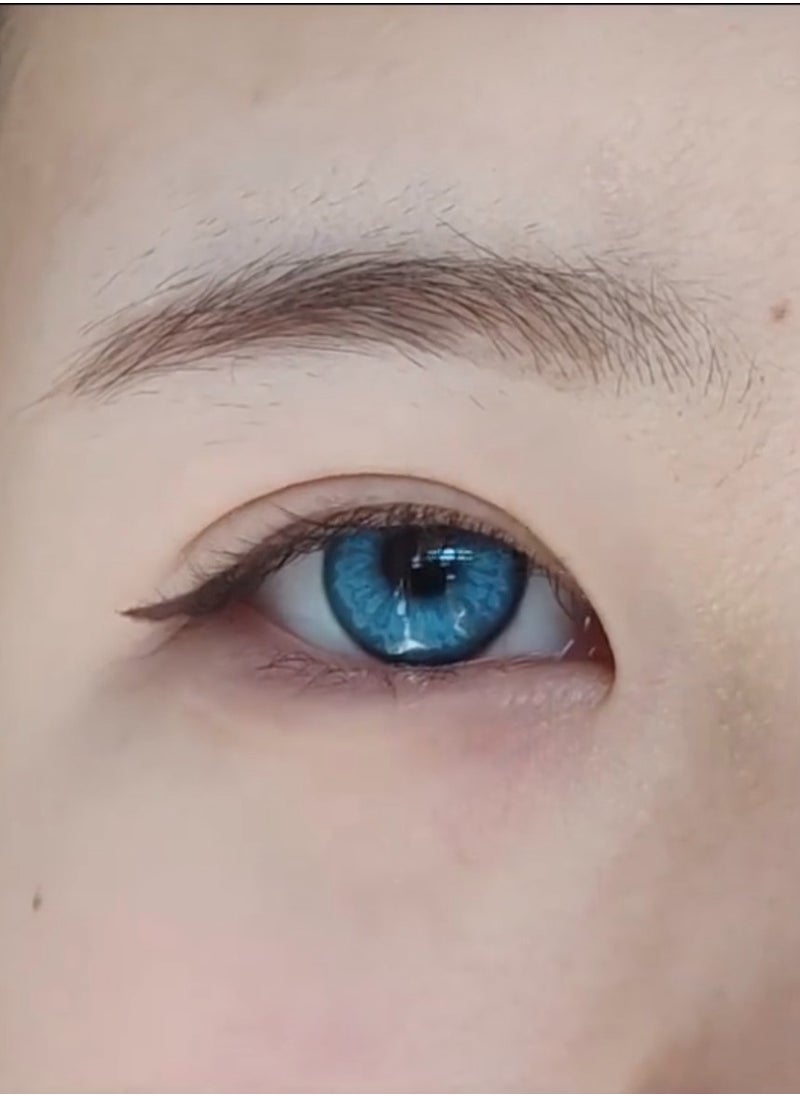 Unibling Vika Blue Yearly Colored Contact Lenses, Unisex Cosmetic Contact Lenses, Enlargement Collection, Light Blue, With Case  - Image 3