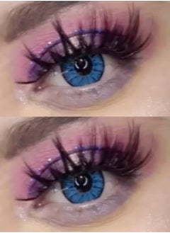 Unibling Vika Blue Yearly Colored Contact Lenses, Unisex Cosmetic Contact Lenses, Enlargement Collection, Light Blue, With Case  - Image 4
