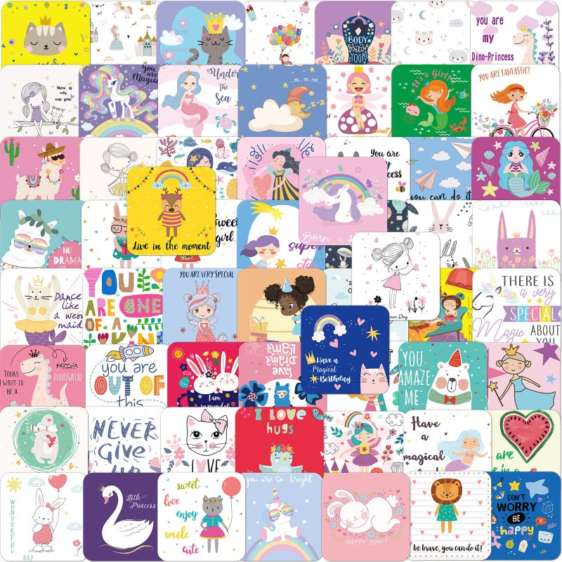 Teling Teling 120 Pieces Lunch Box Notes Girl Cute Lunchbox Notes for Kindergartners Inspirational and Motivational Notebook for Girl Kid Lunch Accessories 60 Style 