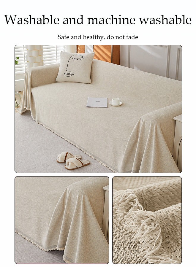 DUNISO Chenier Sofa Cover, Double Sided Sofa Protection Cover, Breathable Nap Blanket, With Tassels, Not Easy To Pilling, Wear Resistant And Scratch Resistant, Suitable For All Seasons, Suitable For Two Seater Sofas, 180 * 230cm - Image 4