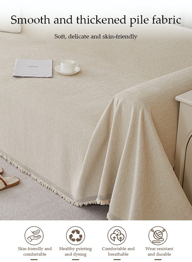 DUNISO Chenier Sofa Cover, Double Sided Sofa Protection Cover, Breathable Nap Blanket, With Tassels, Not Easy To Pilling, Wear Resistant And Scratch Resistant, Suitable For All Seasons, Suitable For Two Seater Sofas, 180 * 230cm - Image 3