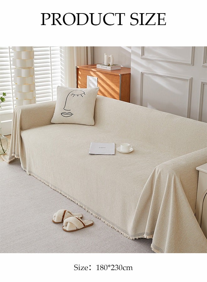 DUNISO Chenier Sofa Cover, Double Sided Sofa Protection Cover, Breathable Nap Blanket, With Tassels, Not Easy To Pilling, Wear Resistant And Scratch Resistant, Suitable For All Seasons, Suitable For Two Seater Sofas, 180 * 230cm - Image 2