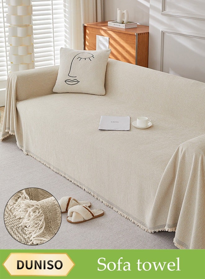DUNISO Chenier Sofa Cover, Double Sided Sofa Protection Cover, Breathable Nap Blanket, With Tassels, Not Easy To Pilling, Wear Resistant And Scratch Resistant, Suitable For All Seasons, Suitable For Two Seater Sofas, 180 * 230cm - Image 1