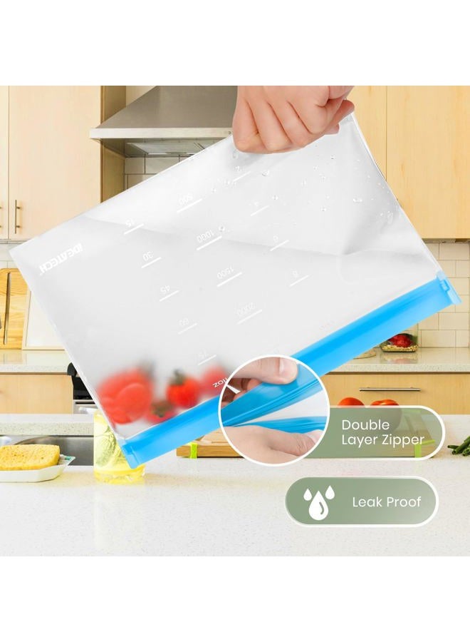 IDEATECH Dishwasher Safe Reusable Storage Bags Stand Up - BPA Free PEVE Reusable Sandwich Bags - Leakproof Gallon Freezer Bags, Silicone Food Storage Bags (Multicolor (5 Gallon + 6 Sandwich + 5 Snack)) - Image 5