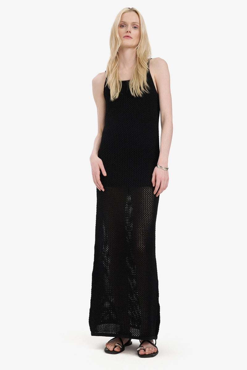 DeFacto Black Woman Halter Neck Basic Sleeveless Maxi Dress Casual - Image 3
