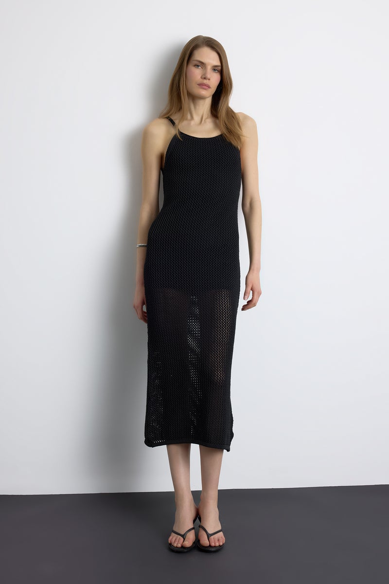 DeFacto Black Woman Halter Neck Basic Sleeveless Maxi Dress Casual - Image 1