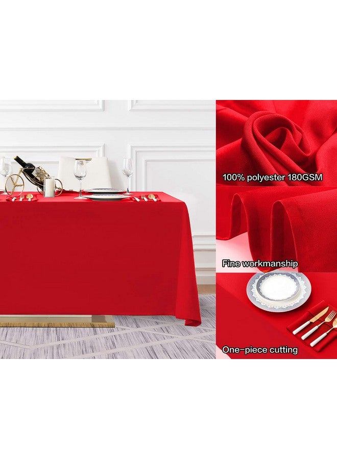 Surmente Red Tablecloth 90 x 132-inch Rectangular Polyester Table Cloth for Weddings, Banquets, or Restaurants - Image 2