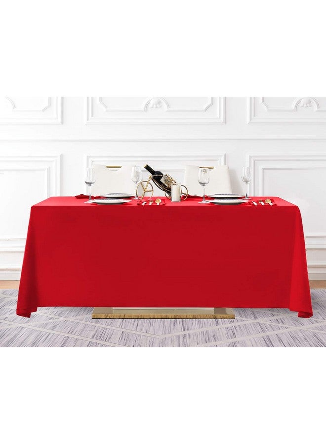 Surmente Red Tablecloth 90 x 132-inch Rectangular Polyester Table Cloth for Weddings, Banquets, or Restaurants - Image 5
