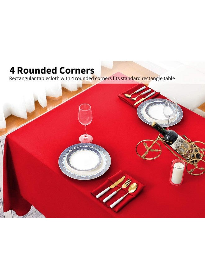 Surmente Red Tablecloth 90 x 132-inch Rectangular Polyester Table Cloth for Weddings, Banquets, or Restaurants - Image 4