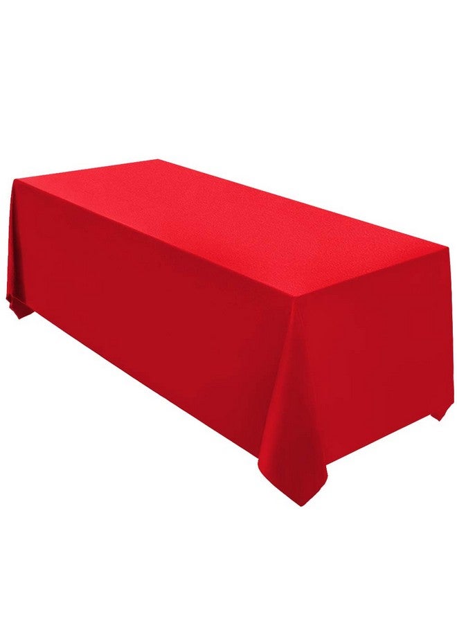 Surmente Red Tablecloth 90 x 132-inch Rectangular Polyester Table Cloth for Weddings, Banquets, or Restaurants - Image 1