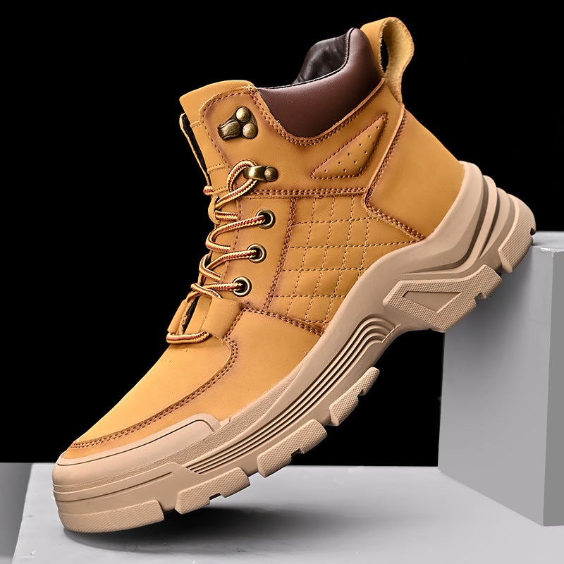 Outdoor Mountaineering Leather Boots Sports Casual Trendy Boots Men'S Martin Boots British Style Overalls Boots Mid-Top Combat Boots - Image 2