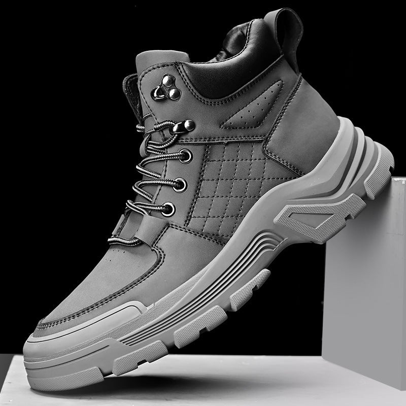 Outdoor Mountaineering Leather Boots Sports Casual Trendy Boots Men'S Martin Boots British Style Overalls Boots Mid-Top Combat Boots - Image 3