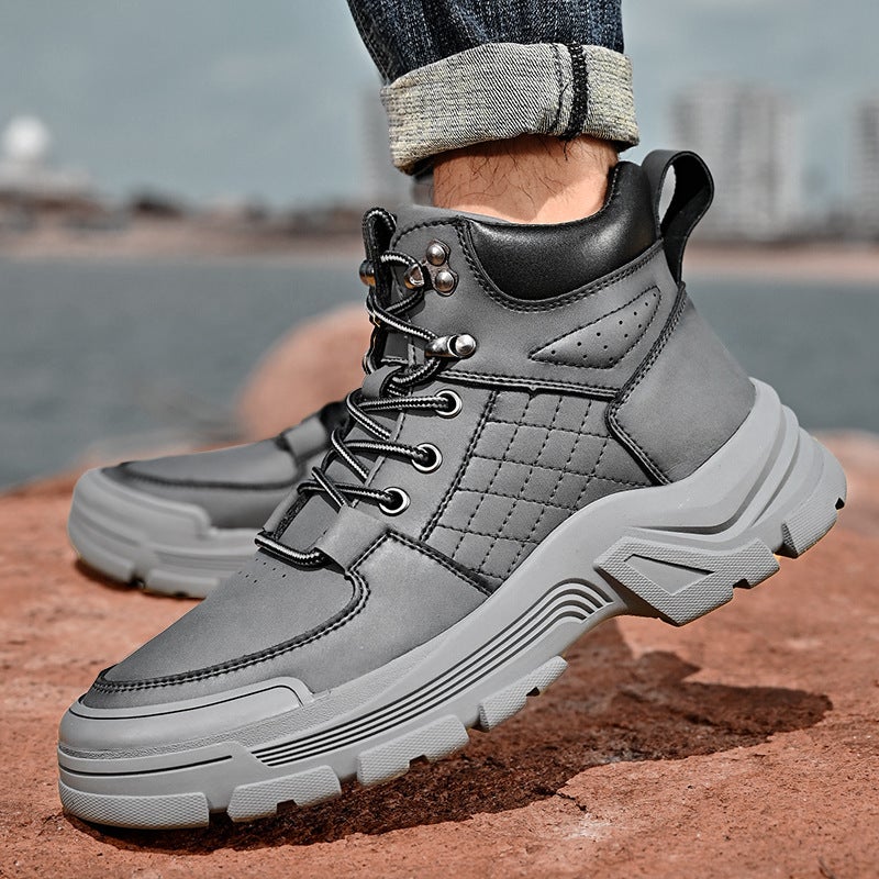 Outdoor Mountaineering Leather Boots Sports Casual Trendy Boots Men'S Martin Boots British Style Overalls Boots Mid-Top Combat Boots - Image 5