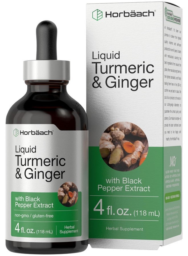 Horbäach Horbaach Turmeric and Ginger Supplement Drops | 4 fl oz | with Black Pepper Extract | Herbal Liquid Tincture | Vegan, Non-GMO & Gluten Free - Image 1