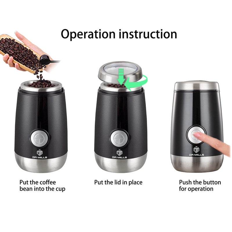 Dr Mills Dm-7445 Coffee Grinder Electric Spice And Herb Grinder  Blade & Cup Made With Sus304 Stainless Steel Food Grinders Electric - Image 2