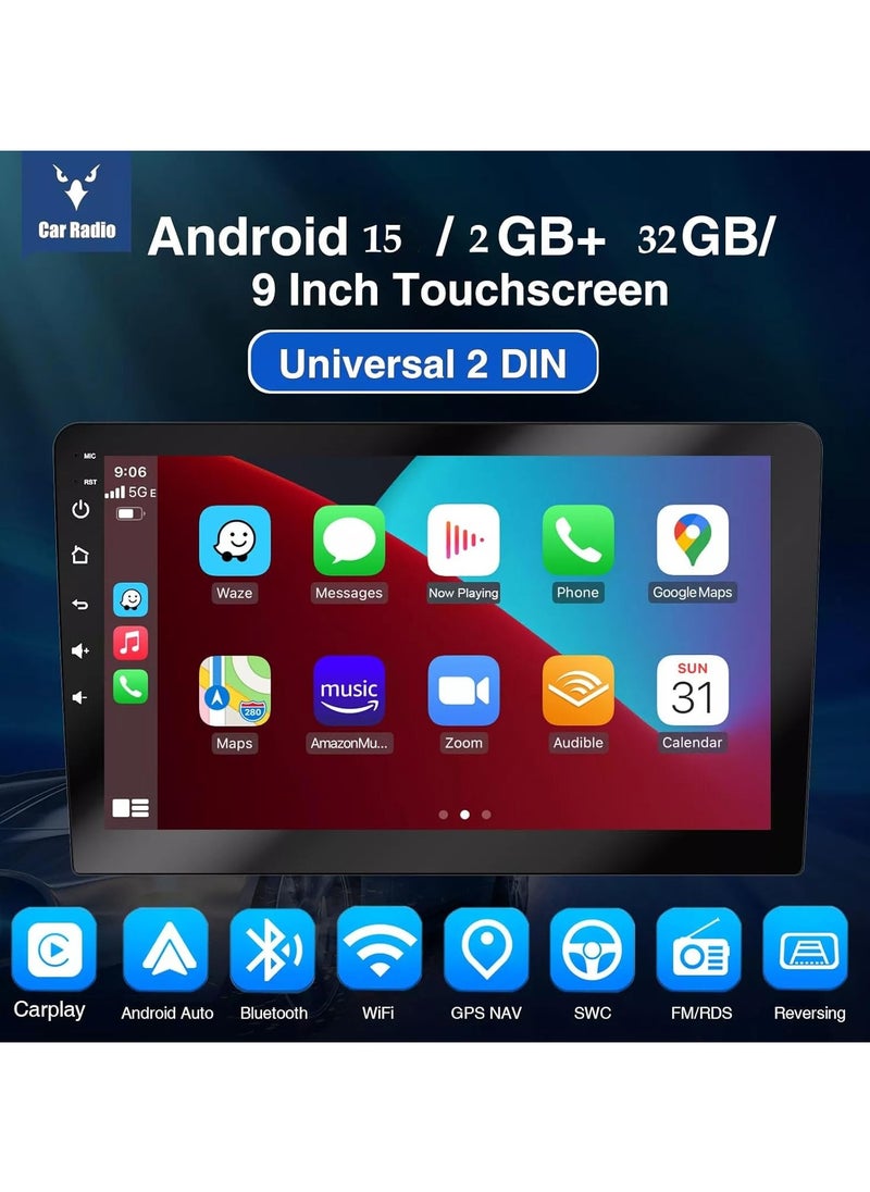 TACPRO - Tacpro 9-Inch Android Car Stereo Display, 2GB/32GB, IPS Touchscreen, GPS Navigation, CarPlay Support, Bluetooth, Built-in Cooling Fan, 1-Year Warranty - Image 1