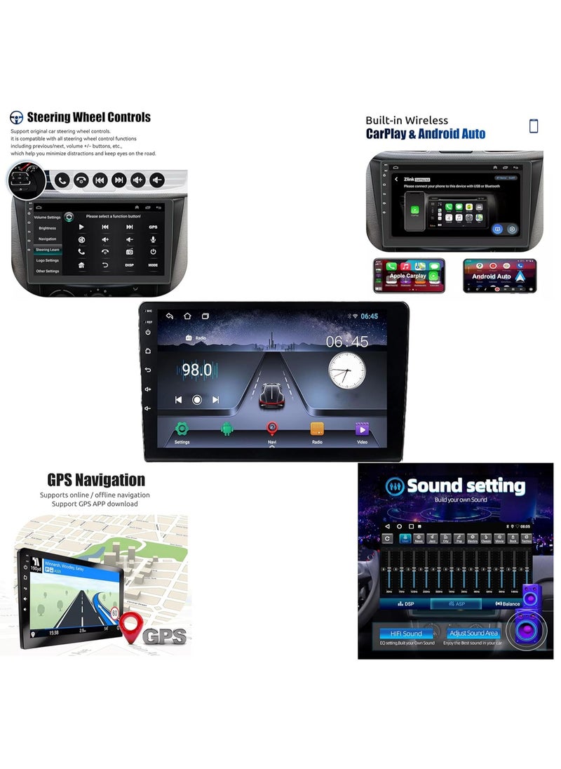 TACPRO - Tacpro 9-Inch Android Car Stereo Display, 2GB/32GB, IPS Touchscreen, GPS Navigation, CarPlay Support, Bluetooth, Built-in Cooling Fan, 1-Year Warranty - Image 1