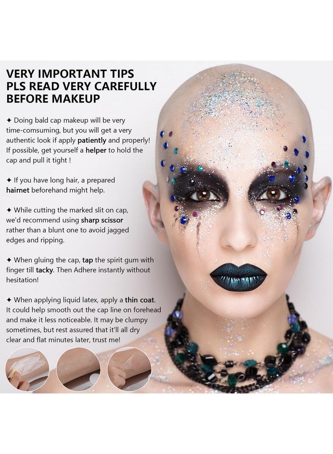 BOBISUKA Bald Cap Halloween Makeup Kit for Men & Woman, Complete Bald Cap Costume Character Set with Instructions, Realistic Bald Cap Kits for Cosplay Make Up, SFX Makeup, Dress-Up Party, Stage, Theater & Film - Image 4