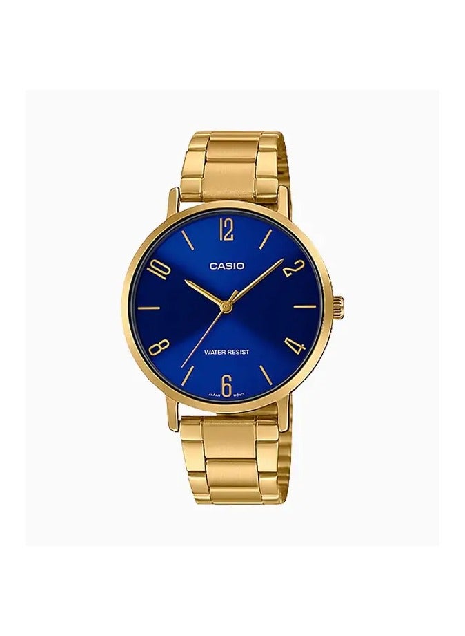 كاسيو ساعة كاسيو للنساء - LTP-VT01G-2B مينا زرقاء، سوار ذهبي - Image 1