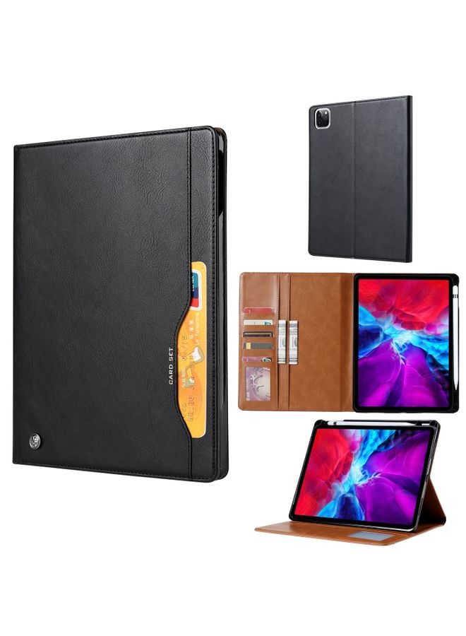 HuHa Case Cover For iPad Air 2022 / 2020 10.9 Knead Skin Texture Horizontal Flip Leather Case with Photo Frame & Holder & Card Slots & Wallet Black