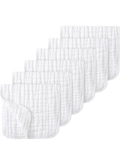 Looxii Looxii Muslin Burp Cloths 100% Cotton Muslin Cloths Large 20''x10'' Extra Soft and Absorbent 6 Pack Baby Burping Cloth Pure White  - Image 1