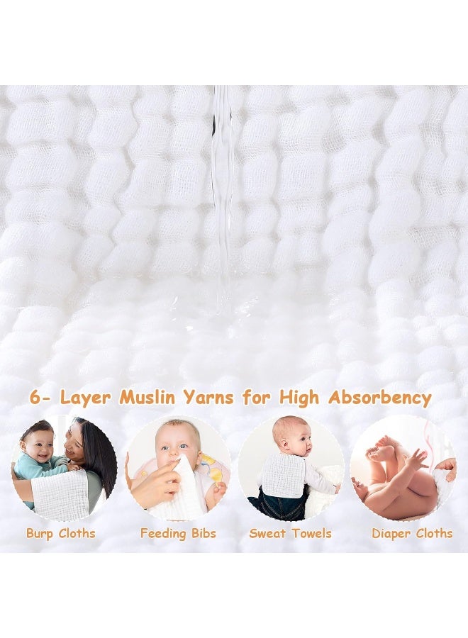 Looxii مناديل لوكسي القماشية لتجشؤ الأطفال للبنات 6 عبوات - 20" × 10" - فائقة النعومة والامتصاص، 6 طبقات من القطن 100% لتجشؤ الأطفال واللعاب - مناديل تجشؤ لطيفة للأطفال، هدايا أساسية للمولود الجديد للبنات، بيضاء - Image 3