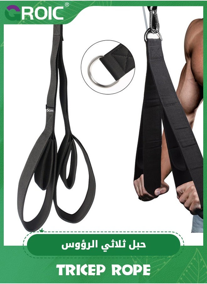 GROIC - Tricep Rope Cable Attachment, Triceps Strap, Triceps Pull Down Strap with 2 Loops Anti-Slip Handles,Triceps Rope Multifunctional Straps Cable Machine Attachment for Strength Training - Image 1