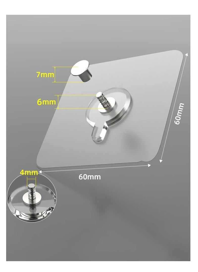 Generic - 10pcs Heavy Duty Adhesive Hooks, Wall Hooks for Hanging, Nailless Wall Hangers, 2 in 1 Screw-Free Sticker for Wall Mount Shelf, Waterproof and Rustproof - Image 1