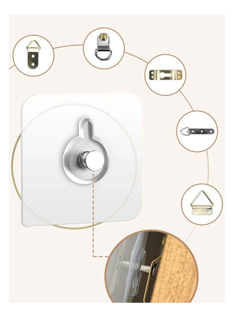 Generic - 10pcs Heavy Duty Adhesive Hooks, Wall Hooks for Hanging, Nailless Wall Hangers, 2 in 1 Screw-Free Sticker for Wall Mount Shelf, Waterproof and Rustproof - Image 1