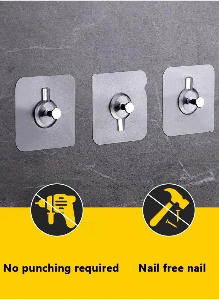 Generic - 10pcs Heavy Duty Adhesive Hooks, Wall Hooks for Hanging, Nailless Wall Hangers, 2 in 1 Screw-Free Sticker for Wall Mount Shelf, Waterproof and Rustproof - Image 1