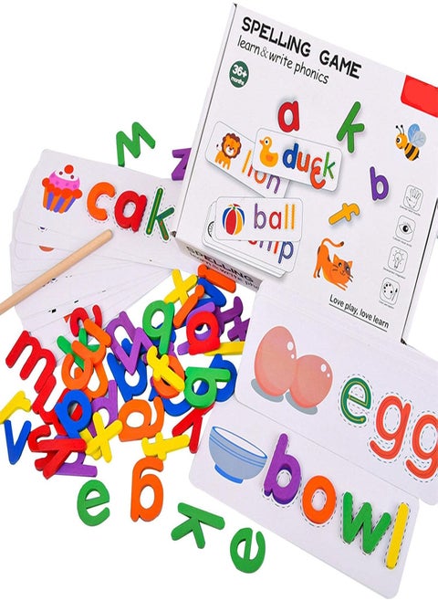 5 Pcs Word Spelling Game, Wooden Spelling Word Puzzle Game, See And Spell Matching Letter Toy, Kindergarten Learning Activities, Toddler Early Educational Cognition