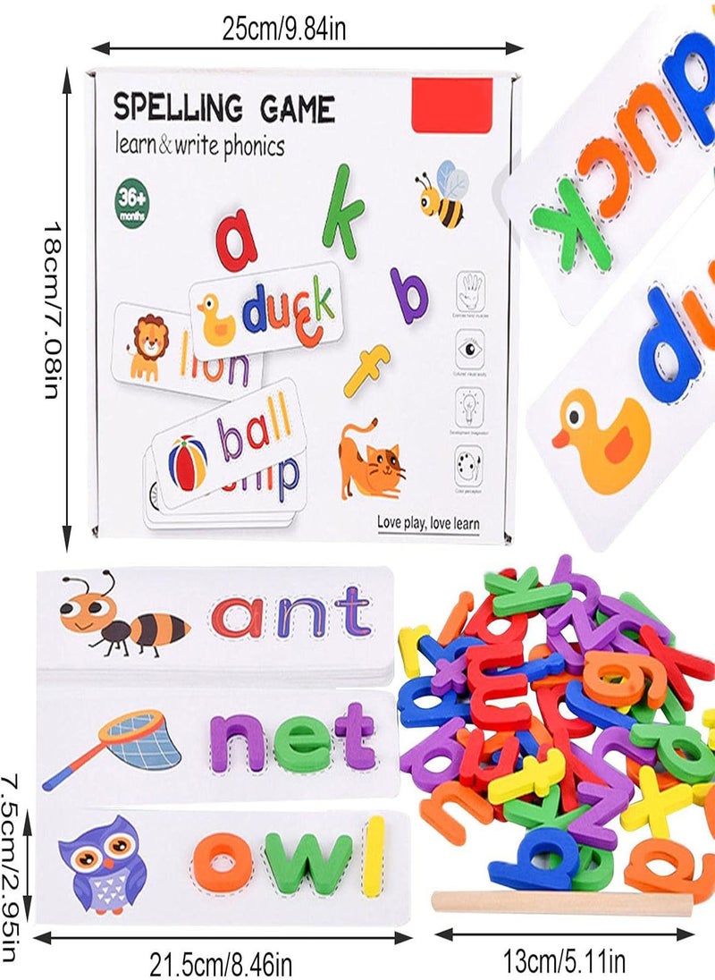GGOOT - 5 Pcs Word Spelling Game, Wooden Spelling Word Puzzle Game, See And Spell Matching Letter Toy, Kindergarten Learning Activities, Toddler Early Educational Cognition - Image 1